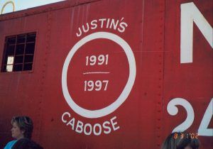 Justin's Walk red caboose during the 25th anniversary